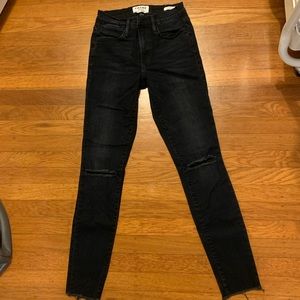 high waisted dark wash skinny jeans